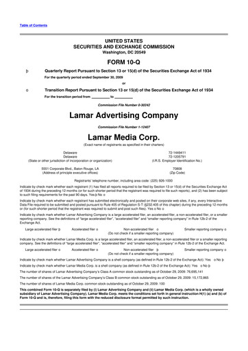 Thumbnail Lamar Advertising 10-Q Quarterly Report FY 