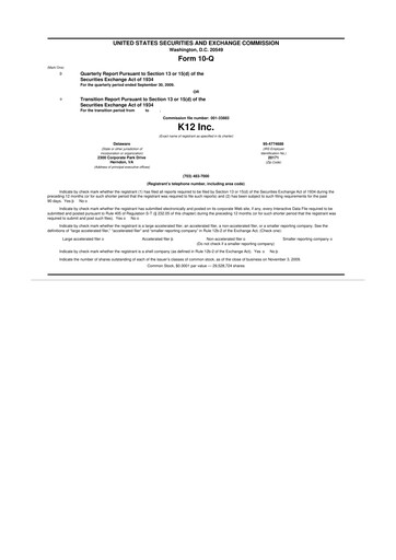 Miniature Stride (K12 Education)
 10-Q Rapport trimestriel  