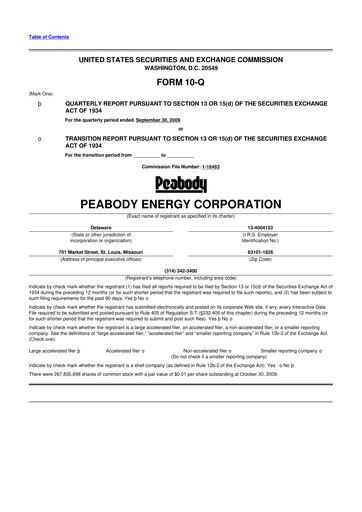 Miniature Peabody Energy
 10-Q Rapport trimestriel  