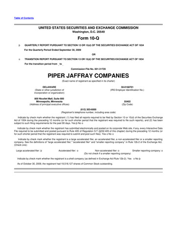 Thumbnail Piper Sandler
 10-Q Quarterly Report FY 