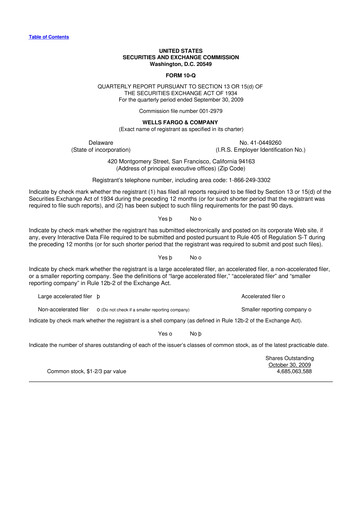 Thumbnail Wells Fargo 10-Q Quarterly Report FY 