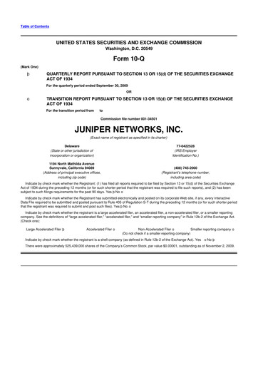 Thumbnail Juniper Networks
 10-Q Quarterly Report FY 