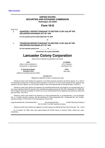 Thumbnail The Marzetti Company 10-Q Quarterly Report FY 