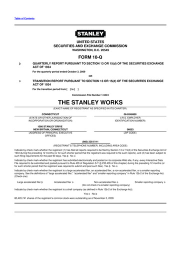 Thumbnail Stanley Black & Decker

 10-Q Quarterly Report FY 