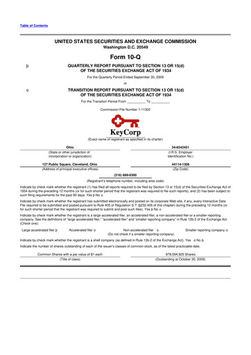 Thumbnail KeyCorp (KeyBank) 10-Q Quarterly Report FY 