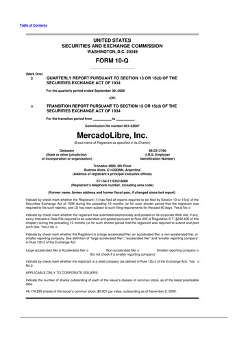 Vorschaubild MercadoLibre 10-Q Quartalsbericht  