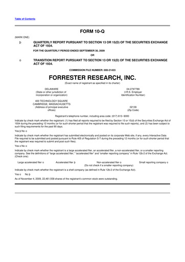 Vorschaubild Forrester Research
 10-Q Quartalsbericht  