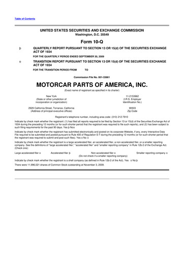 Thumbnail Motorcar Parts of America 10-Q Quarterly Report FY 