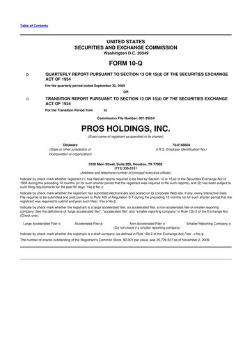 Thumbnail PROS Holdings, Inc.
 10-Q Quarterly Report FY 