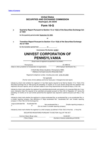 Vorschaubild Univest Financial Corporation 10-Q Quartalsbericht  