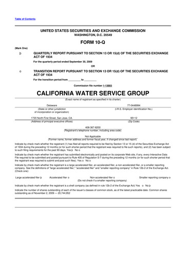 Vorschaubild California Water Service Group 10-Q Quartalsbericht  
