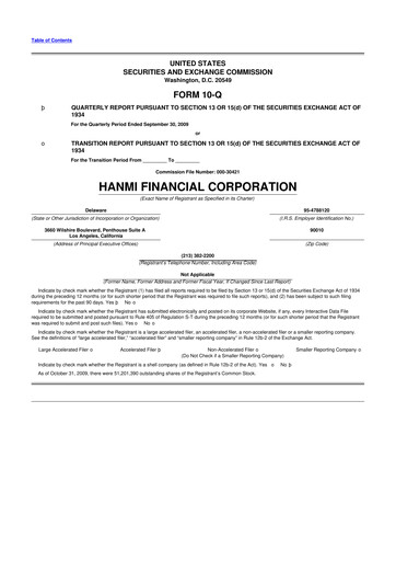 Vorschaubild Hanmi Financial 10-Q Quartalsbericht  