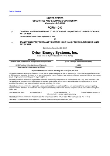 Vorschaubild Orion Energy Systems
 10-Q Quartalsbericht  