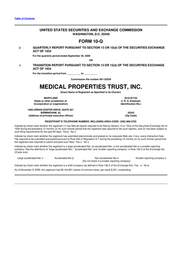 Vorschaubild Medical Properties Trust
 10-Q Quartalsbericht  