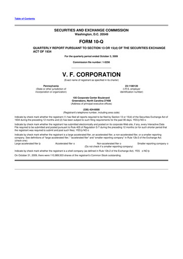 Thumbnail VF Corporation 10-Q Quarterly Report FY 