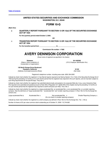 Thumbnail Avery Dennison
 10-Q Quarterly Report FY 