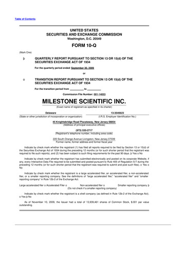 Vorschaubild Milestone Scientific 10-Q Quartalsbericht  