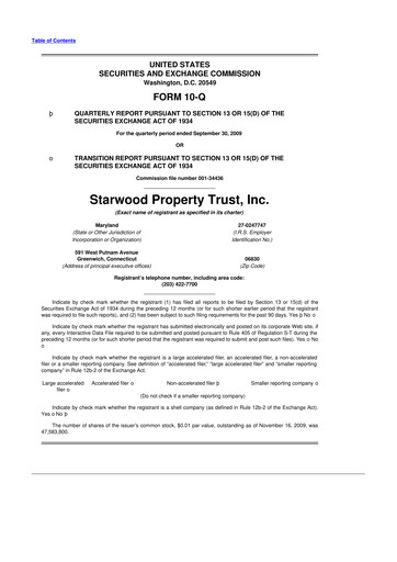Thumbnail Starwood Property Trust 10-Q Quarterly Report FY 