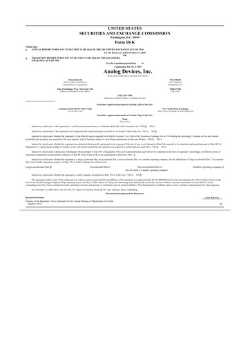 Thumbnail Analog Devices 10-K Annual Report 