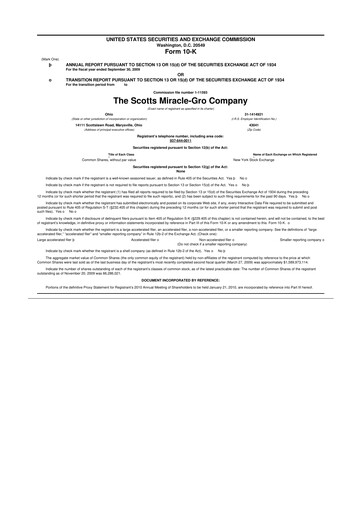 Thumbnail ScottsMiracle-Gro 10-K Annual Report 