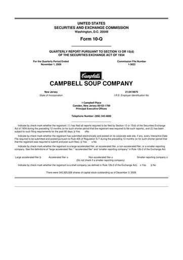 Thumbnail 
Campbell's 10-Q Quarterly Report FY 