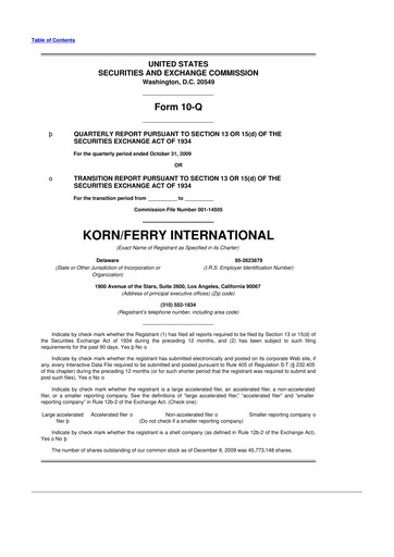 Miniature Korn Ferry
 10-Q Rapport trimestriel  