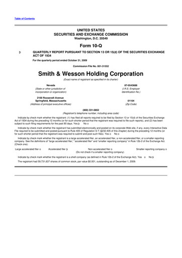 Thumbnail Smith & Wesson 10-Q Quarterly Report FY 
