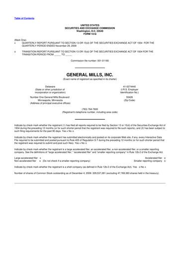 Thumbnail General Mills 10-Q Quarterly Report FY 