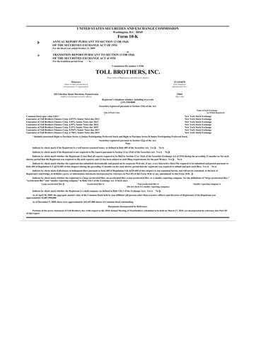 Thumbnail Toll Brothers
 10-K Annual Report 