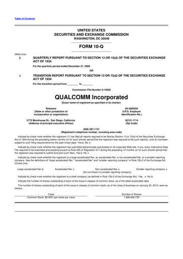 Thumbnail QUALCOMM 10-Q Quarterly Report FY 