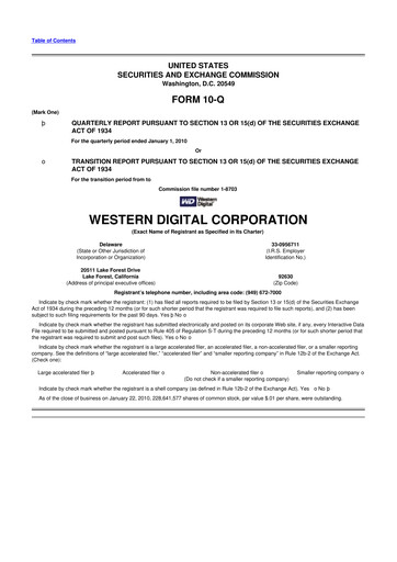 Thumbnail Western Digital 10-Q Quarterly Report FY 