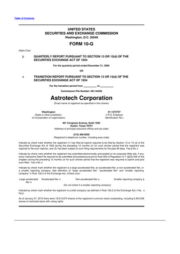 Thumbnail Astrotech 10-Q Quarterly Report FY 
