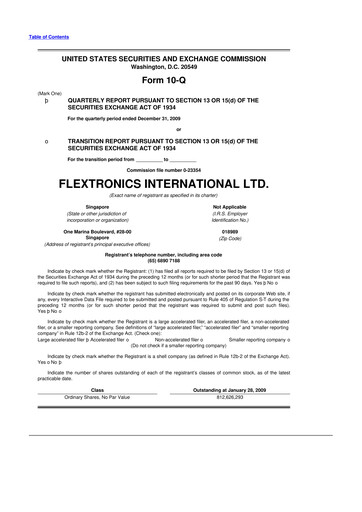 Thumbnail Flex 10-Q Quarterly Report FY 