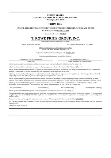 Thumbnail T. Rowe Price
 10-K Annual Report 