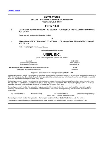 Thumbnail Unifi 10-Q Quarterly Report FY 