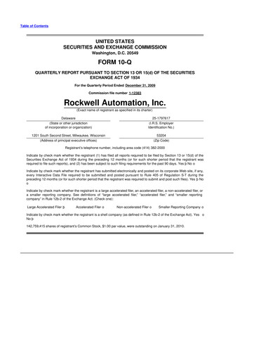 Thumbnail Rockwell Automation
 10-Q Quarterly Report FY 