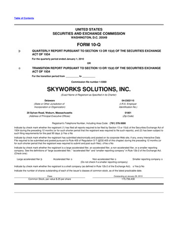 Thumbnail Skyworks Solutions
 10-Q Quarterly Report FY 