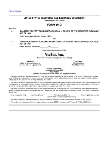 Thumbnail ViaSat 10-Q Quarterly Report FY 