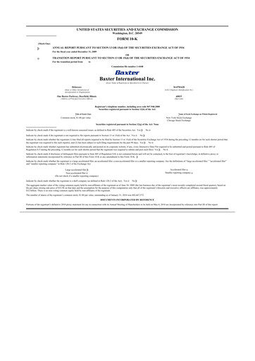 Thumbnail Baxter 10-K Annual Report 