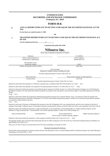 Thumbnail NiSource
 10-K Annual Report 