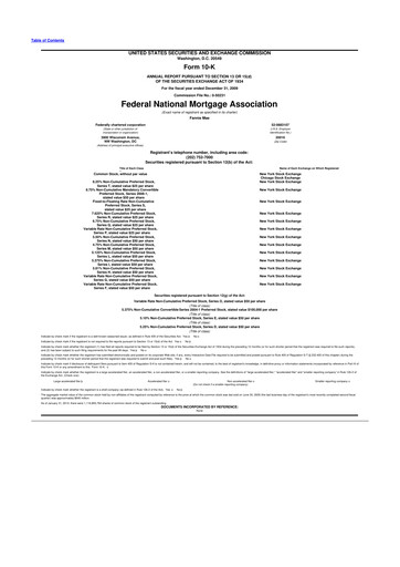Miniature Fannie Mae
 10-K Rapport annuel 