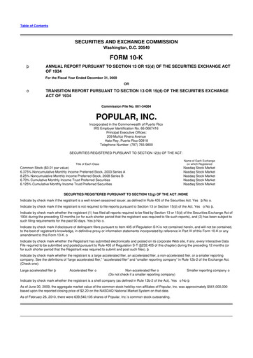 Thumbnail Popular, Inc. (Banco Popular de Puerto Rico) 10-K Annual Report 
