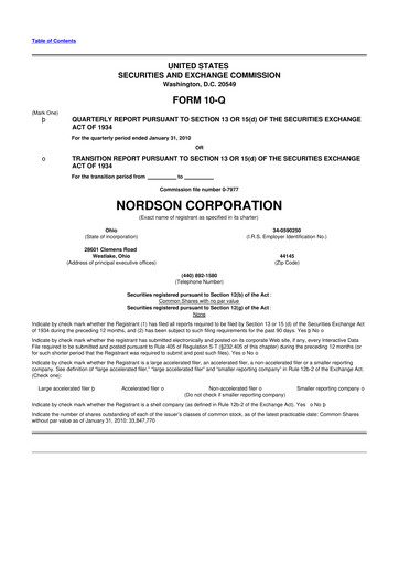 Thumbnail Nordson 10-Q Quarterly Report FY 