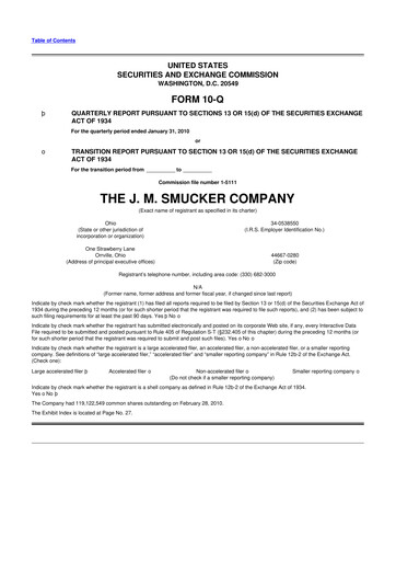 Thumbnail J.M. Smucker Company 10-Q Quarterly Report FY 