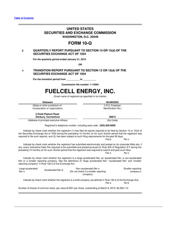 Thumbnail FuelCell Energy
 10-Q Quarterly Report FY 