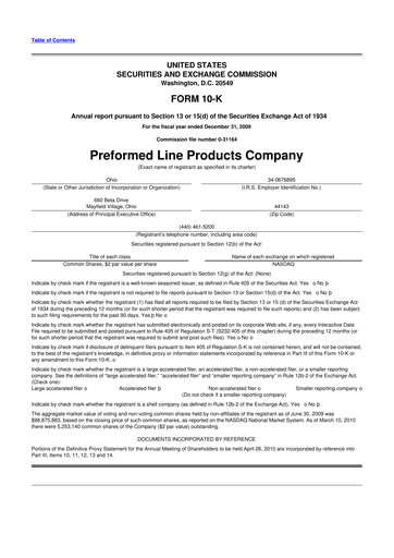 Vorschaubild Preformed Line Products 10-K Jahresbericht 