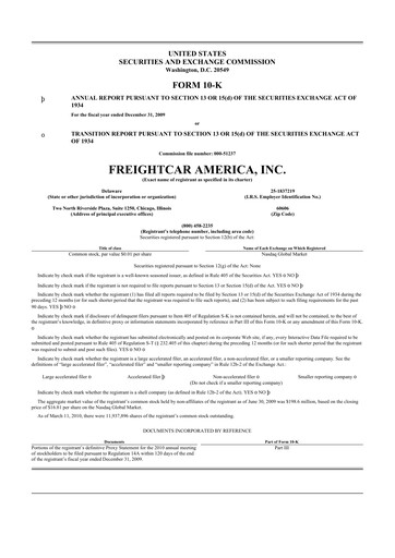 Thumbnail FreightCar America
 10-K Annual Report 