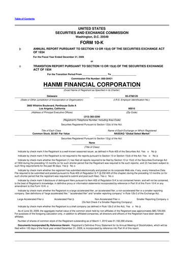 Vorschaubild Hanmi Financial 10-K Jahresbericht 