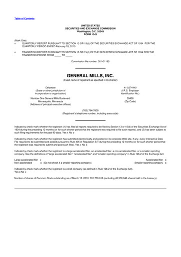 Thumbnail General Mills 10-Q Quarterly Report FY 