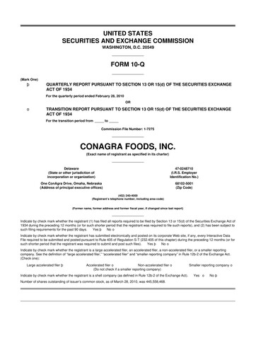 Thumbnail Conagra Brands
 10-Q Quarterly Report FY2010 